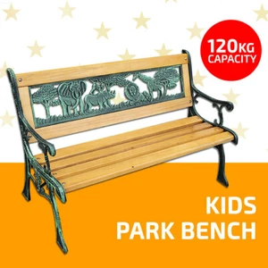 Kids Park Bench Wooden Bench Cast Iron Leg Garden Outdoor Furniture Lounge Seat - Picture 1 of 8