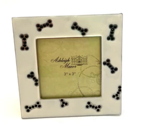 Ashleigh Manor Bilderrahmen 3 x 3" weiß Emaille schwarz Strass Knochen - Bild 1 von 4