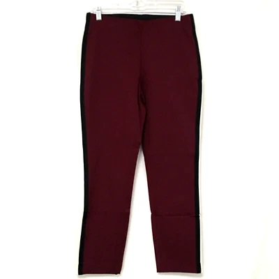 A New Day Women's Size 10 Burgundy Side Stripe Slim Straight Fit Ankle Pant - Image 1 of 4
