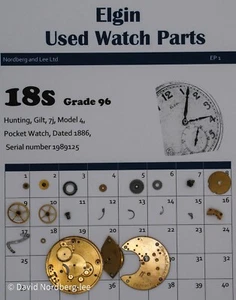 Piezas de reloj usado Elgin 18/18s, grado 96, modelo 4, clase 6 ser no 1989125 - Imagen 1 de 3