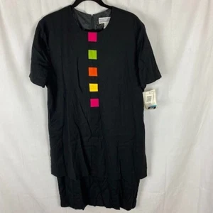 Vestido Jessica Howard Color Block para mujer 16 negro vintage nuevo con etiquetas estilo # 7-24286 - Imagen 1 de 7