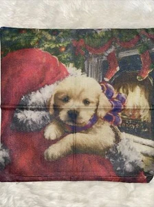 Christmas Santa Holding Puppy Toss Throw Pillow Cover Holiday Home Decor - Picture 1 of 7