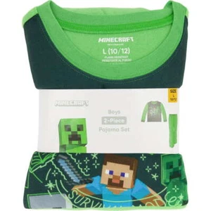 Boys Minecraft Green Long Sleeve Top Pants 2pc Pajama Set MANY SIZES NEW - Picture 1 of 5