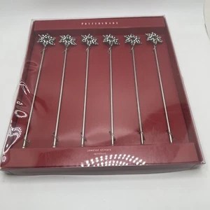 Pottery Barn 6er Set Schneeflocken Schmuck Rührstäbchen Cocktail, Getränke Weihnachten - Bild 1 von 3