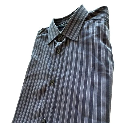 Z Zegna Shirt Mens Small 15 Purple  Striped Long Sleeve Button Up Cotton - Image 1 of 4