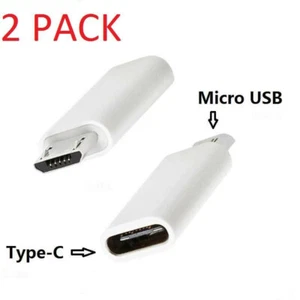 Paquete de 2 convertidores adaptadores USB 3.1 tipo C hembra a micro USB macho USB-C blancos - Imagen 1 de 11