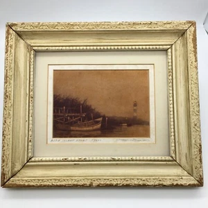 Bodie Island Soundsignierter Henry Parker Druck Outer Banks NC Leuchtturm Boot Pier - Bild 1 von 7