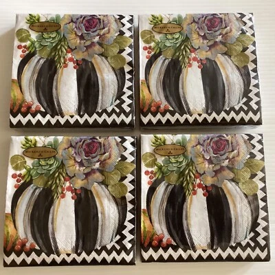 Servilletas de cóctel Mackenzie Childs AUTUMN NATURALS paquete de 4 calabaza 20x4 otoño sellado Foto 1 de 2