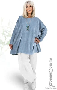 LAGENLOOK Nicki Pulli Pullover 44 46 48 50 52 54 56 58 XL-XXL-XXXL hell-blau - Bild 1 von 17
