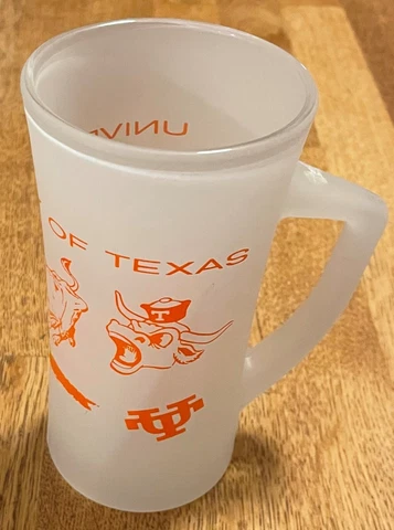 Texas Longhorns - Frosted Heavy Tall Glass Mug- Old Style Bevo - 10 oz Cover