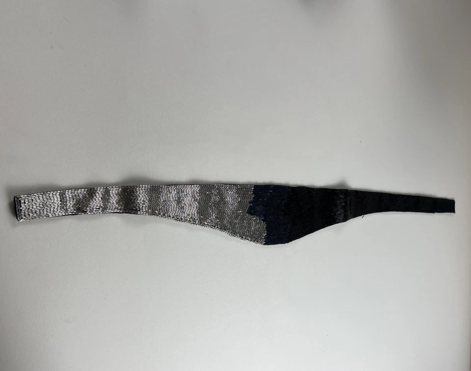 Beaded Belt Cummerbund Black Grey Blue Silver  34” - Image 1 of 4