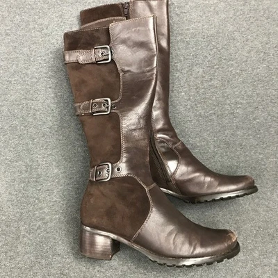 Ecco Esmeraldas Botas Hasta la Rodilla Cuero Marrón Gamuza Cremallera 3 Hebillas EU 36 US 5.5 Foto 1 de 4