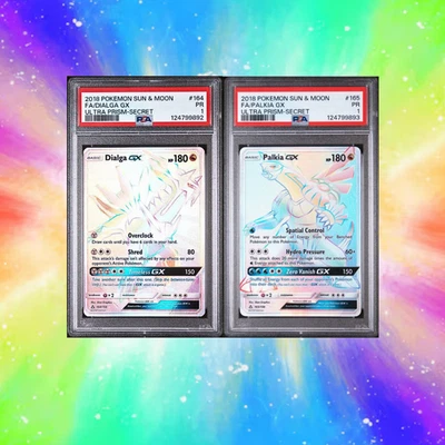 Dialga GX 164 & Palkia GX  secret 165 SEQUENTIAL PSA 1 SET Pokemon ULTRA PRIZM - Image 1 of 4