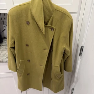 Vintage 1980s Calvin Klein Women's GreenMerino Wool Angora & Cashmere Coat Sz 8 - Picture 1 of 14