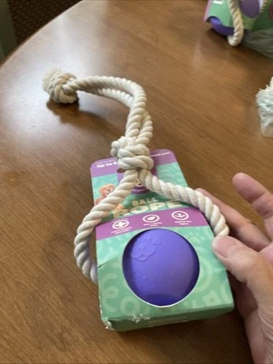 YOMP Ball / Rope dog toy, hours of entertainment, NEW, up to 60 lbs., Latex free - Image 1 of 3
