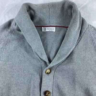 AUTÉNTICO Cárdigan Tejido Brunello Cuccinelli Talla 54 (L/XL) Gris Hecho en Italia Foto 1 de 4