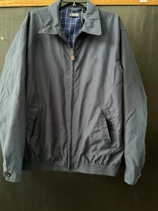 Chaps Jacket Mens L dark Blue Plaid Lined Full Zip - Picture 1 of 9