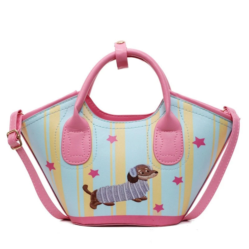 Cute Dachshund Dog Embroidered Striped Star Pattern Women Casual Shoulder Bag - image 1 of 1