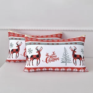 Christmas Pillowcases King Size 20×36 Inches Set of 2 Red Reindeer Snowflake Chr - Bild 1 von 12
