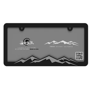 Mountain License Plate Frame Bracket (Chrome on Black) - Picture 1 of 4
