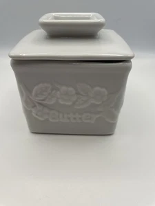 Plato de mantequilla francés de porcelana blanca/vajilla guardiana de mantequilla cuadrada de 4” - Imagen 1 de 4