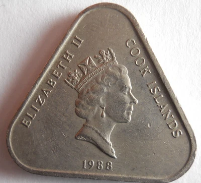 Cook Islands 1988 2 dólares - moneda tipo súper poco común - lote #D1 Foto 1 de 2