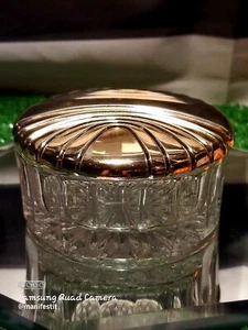 ANTIQUE TOWLE CRYSTAL JAR STERLING SILVER HANDHELD POWDER EP COMPACT MIRROR VTG - Picture 1 of 7