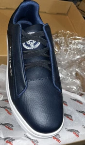 Philipp Plein Men's Dark Blue 100% Leather Lace Lo-Top Sneakers Size US 10 - Picture 1 of 3