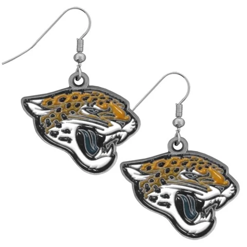 Jacksonville Jaguars Football Team Logo NFL Silver Dangle Earrings Set Cover
