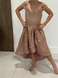 Mia Belle Baby Sparkle Blush Hi-Lo Pleated Special Occasion Dress. Nwotags - Picture 1 of 5