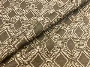 Art Deco Damask Rhombus Diamond Fabric Floral Curtain -140cm wide - Taupe Grey - Picture 1 of 7