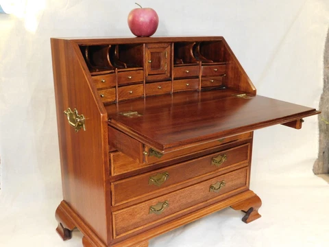 Vintage Sample Size Small Wood Slant Front Secretary Desk 18" Tall Cover