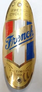 VINTAGE SCHWINN FRENCH BRASS BICYCLE HEADBADGE - Picture 1 of 4