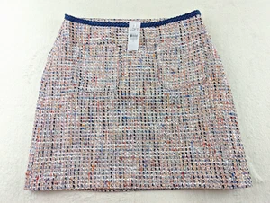 LOFT sz 6 Tweed Mini Skirt multi color lined 2 front pockets 1299 - Picture 1 of 4