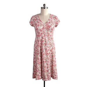sahalie soft knit floral midi dress L large womens pretty stretch sundress - Picture 1 of 9