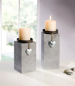 Kerzenhalter 2er Set Laterne Windlicht Kerze Holz Herz Love Liebe Zuhause Deko - Bild 1 von 1