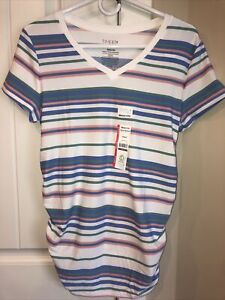 NWT Time And Tru Pastel Colored Striped Maternity Shirt Women Size Small (4-6)