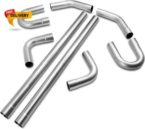 3" Universal Stainless Steel Exhaust Pipe Kit 8PCS U 45° 90° Bend Tubing - Picture 1 of 3