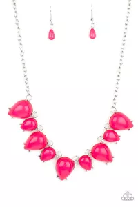 Paparazzi-Jewelry, Pampered Poolside Pink, Orange, Red-Necklaces - Picture 1 of 18