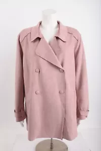 Slinky Brand Womens Faux Suede Jacket Coat Pink Mauve Double Breasted XL - Picture 1 of 6