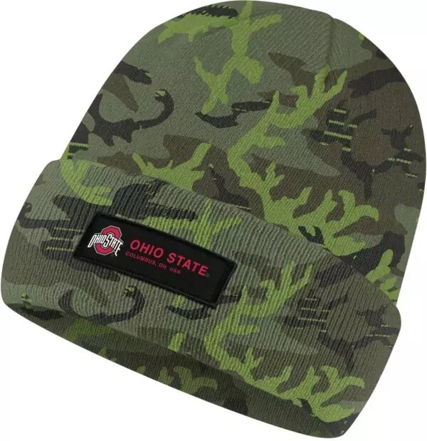Nike Ohio State Buckeyes Hat Winter Cuffed Knit Beanie Camo Green Military