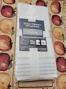 Servilletas de tela Better Homes & Gardens NUEVAS paquete de 4 blancas con rayas - Imagen 1 de 5