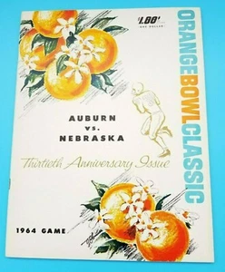 ORANGE BOWL COLLEGE FOOTBALL PROGRAM - AUBURN vs NEBRASKA - 1964 - Picture 1 of 1