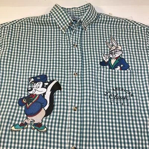 RARE Vintage ACME Clothing Pepe Le Pew Bugs Bunny Embroidered Button Up SHIRT S - Bild 1 von 8