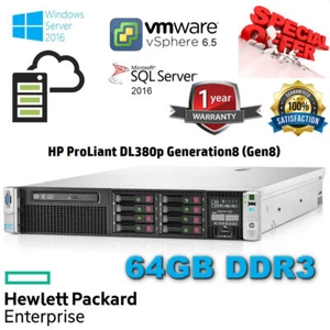 HP Proliant DL380p Gen8 G8 8*SFF Configurable Server 2x Xeon V2 64GB RAM 2 HDDs - Picture 1 of 8