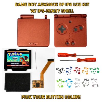 Game Boy Advance SP GBA SP IPS 101 LCD KIT W/ PRE CUT SHELL - Red - Image 1 of 4