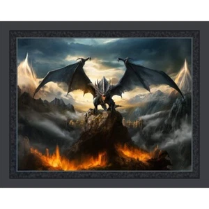 FIRE DRAGON Fabric Quilt Panel 36" x 45", Dragon, Fantasy, Mystical - Picture 1 of 2