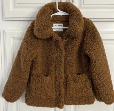 Abrigo de peluche con botones marrón azul marino antiguo para niñas talla XS 5 Foto 1 de 4
