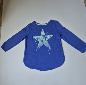 SO Perfect Shirt Junior Top Size 12 Blue Glitter Star Quarter Sleeve - Picture 1 of 13