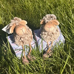 Set of TWO Cute Grey Sheep Shelf Sitters With Dangling legs Ideal Gift Idea - Picture 1 of 4